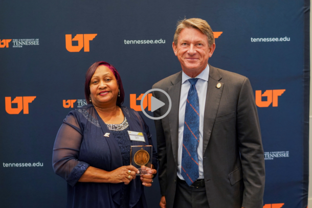 2022 President's Award winner Carla Mason and UT System President Randy Boyd