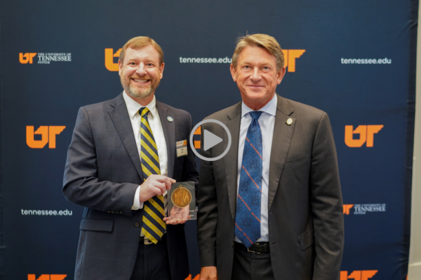 2022 President's Award winner Frank Butler and UT System President Randy Boyd