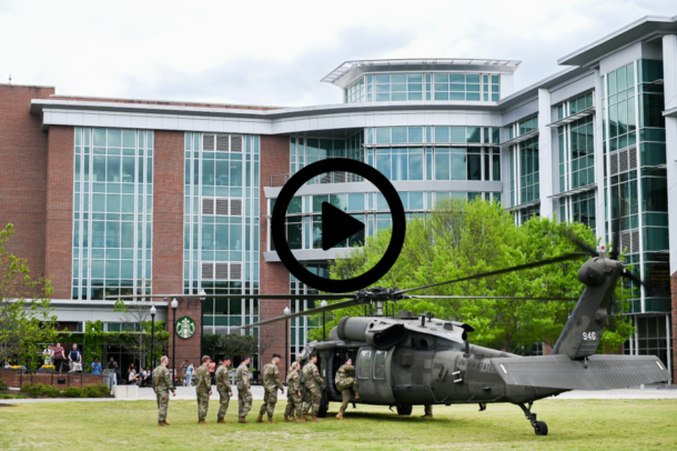 The Tennessee Army National Guard and the University of Tennessee at Chattanooga ROTC Department hosted an event—Educator Flights—to thank UTC for its support of the military on April 21, with Black Hawk helicopters at the center of the festivities.