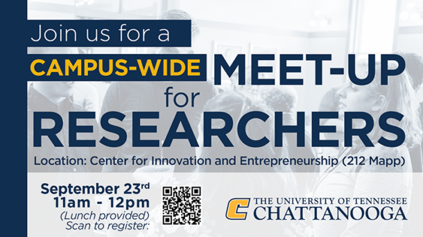 Flyer for the September 23 campuswide Meet-Up for Researchers in the Mapp Building