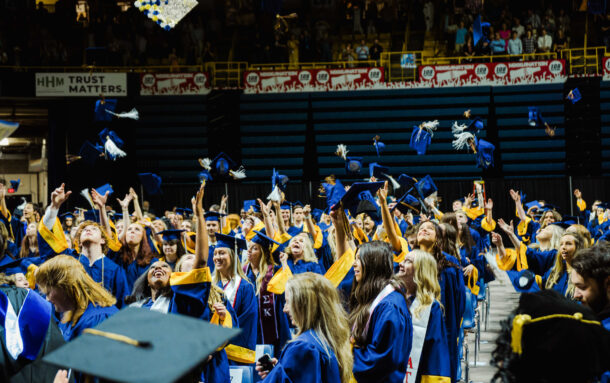 Commencement caps a'flyin!