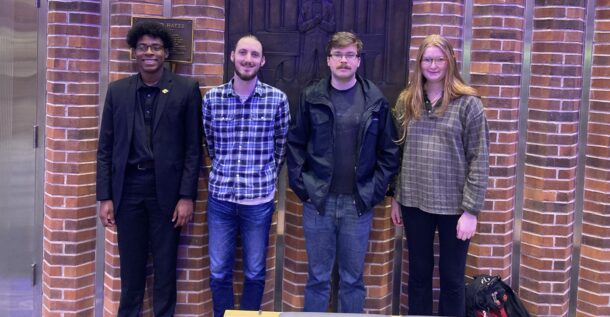 From left: Student composers Malik Norwood, Christopher Ware, Gabriel Pell and Katherine Fair (photo courtesy of Jonathan McNair)