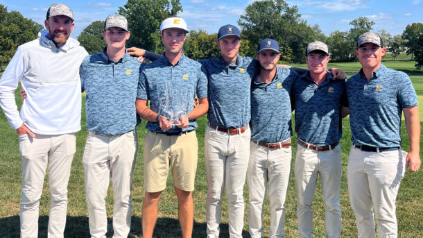 From left: Coach Blaine Woodruff, Paul Conroy, Samuel Espinosa, Garrett Engle, Braedon Wear, John Houk and Assistant Coach Nick Robinson (photo credit: GoMocs.com)