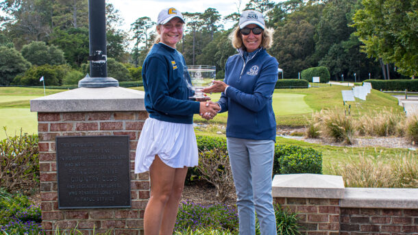 Makenzie Cooper, left claimed her first career win at the Evie Odom Invitational (photo credit: ODU Athletics).
