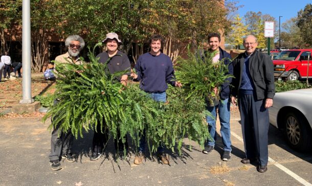 From left: Dr. Jose Barbosa, students Nate Fortenberry, Garrett Reynolds and Joseph Patterson-Saeed, Chancellor Emeritus Fred Obear (photo courtesy of Dr. Gretchen Potts)