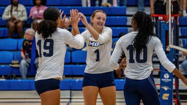Junior volleyball player Elaine Redman was recently named Southern Conference Setter of the Week for the fourth time this season (photo credit: Ray Soldano/GoMocs.com).