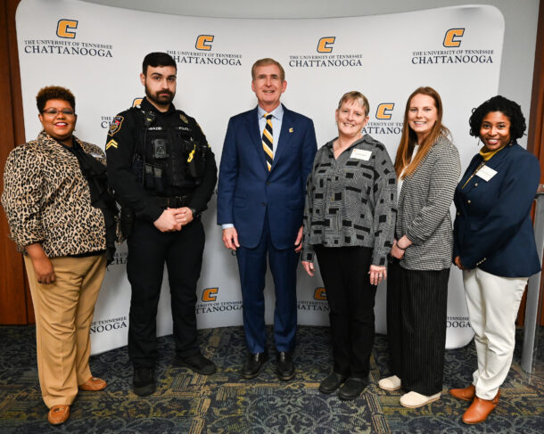 From left: Stephanie Orr, Cpl. Gassim Abazid, Chancellor Angle, Shari Kappel, Emma Sampson and Brandalyn Shropshire
