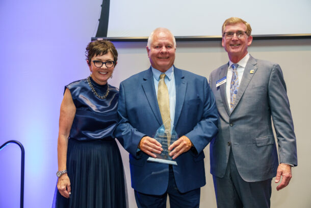 Kim White, 2023 honoree David Wade and Chancellor Angle