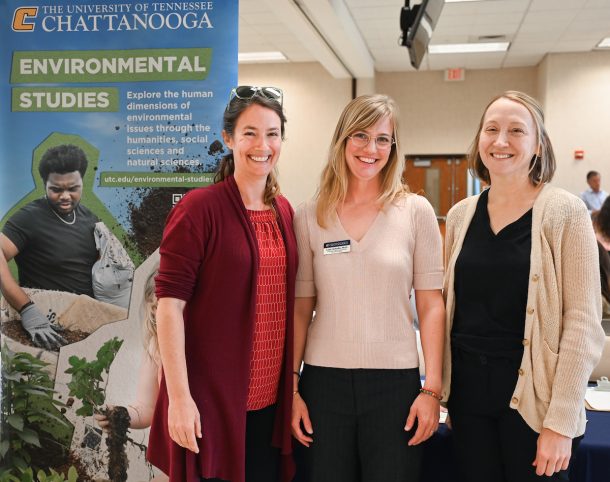 Associate Lecturer Catherine Meeks Quinlan, left, Associate Lecturer Lucy Schultz and Guerry Professor Jennifer Boyd