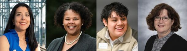 From left: Dr. Mina Sartipi, Kimberly Thomas, Mateo Jimenez, Dr. Nancy Fell