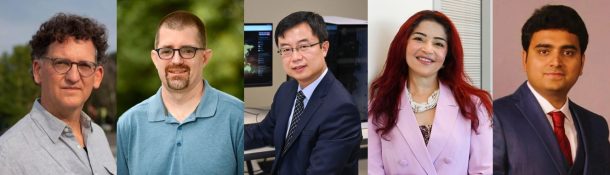 Guerry Professors (from left) John Swanson, Loren Hayes, Mengjun Xie, Nagwan Zahry, Rahul Bhosale