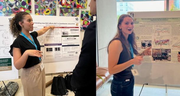 Biochemistry major Zayda Dominick, left, and biophysics major Olivia Ziemer