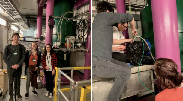 Rebecca Godri (white shirt) and two of her UTC physics undergraduate colleagues, John O’Neal and Sara Mitchell, traveled to Oak Ridge National Laboratory in March 2020. 