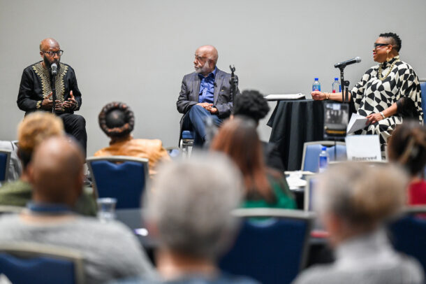Dr. Michael Williams (left), Elijah Cameron and Nicole Brown
