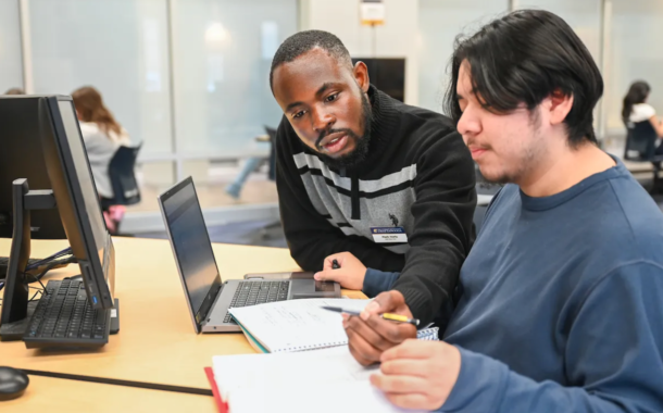 Mark Horlu, left, is the assistant director of the UTC Math Plaza.