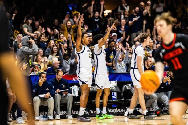 The Chattanooga Mocs men’s basketball team heads to Murfreesboro for the opening round of the 2025 National Invitation Tournament (photo courtesy of Ray Soldano/GoMocs.com).