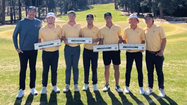 Coach Blaine Woodruff, Ethan Whitaker, Garrett Engle, Braedon Wear, Dalton Chuba, Camden Braidech and Assistant Coach Ryan Hogan (photo credit: GoMocs.com)
