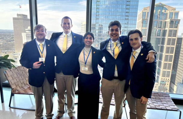 The 2025 UTC SMILE Fund team (from left): Daniel Goodman, Caden Christenson, Breonna Gandhi, Justice Cardenas and Kyle Leivas. Photo courtesy of Dr. Hunter Holzhauer.