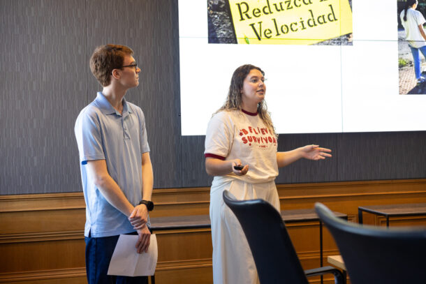 Joseph Ryan (left) and Hattie Martinek present at Chattanooga’s City Hall.