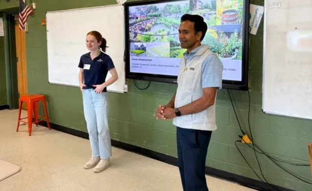 Grace Pippin and Dr. Jejal Bathi recently talked to students at East Ridge High School.