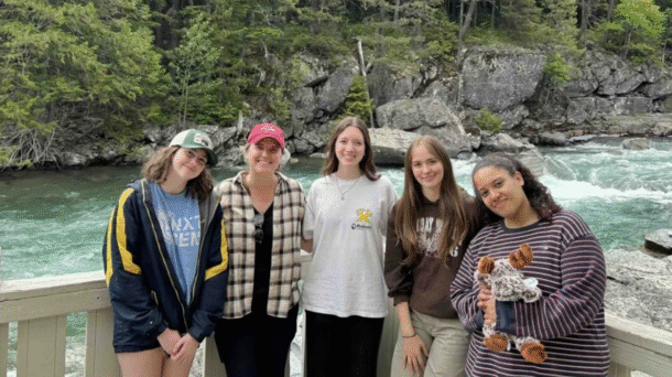UTC’s UReCA production team at Glacier National Park. From left: Anna Melby, editor-in-chief; Dr. Jayda Coons, faculty advisor; Ainsley Henderson, editor; Ellie Minneci, managing editor; and Ally McCoy, editor. 