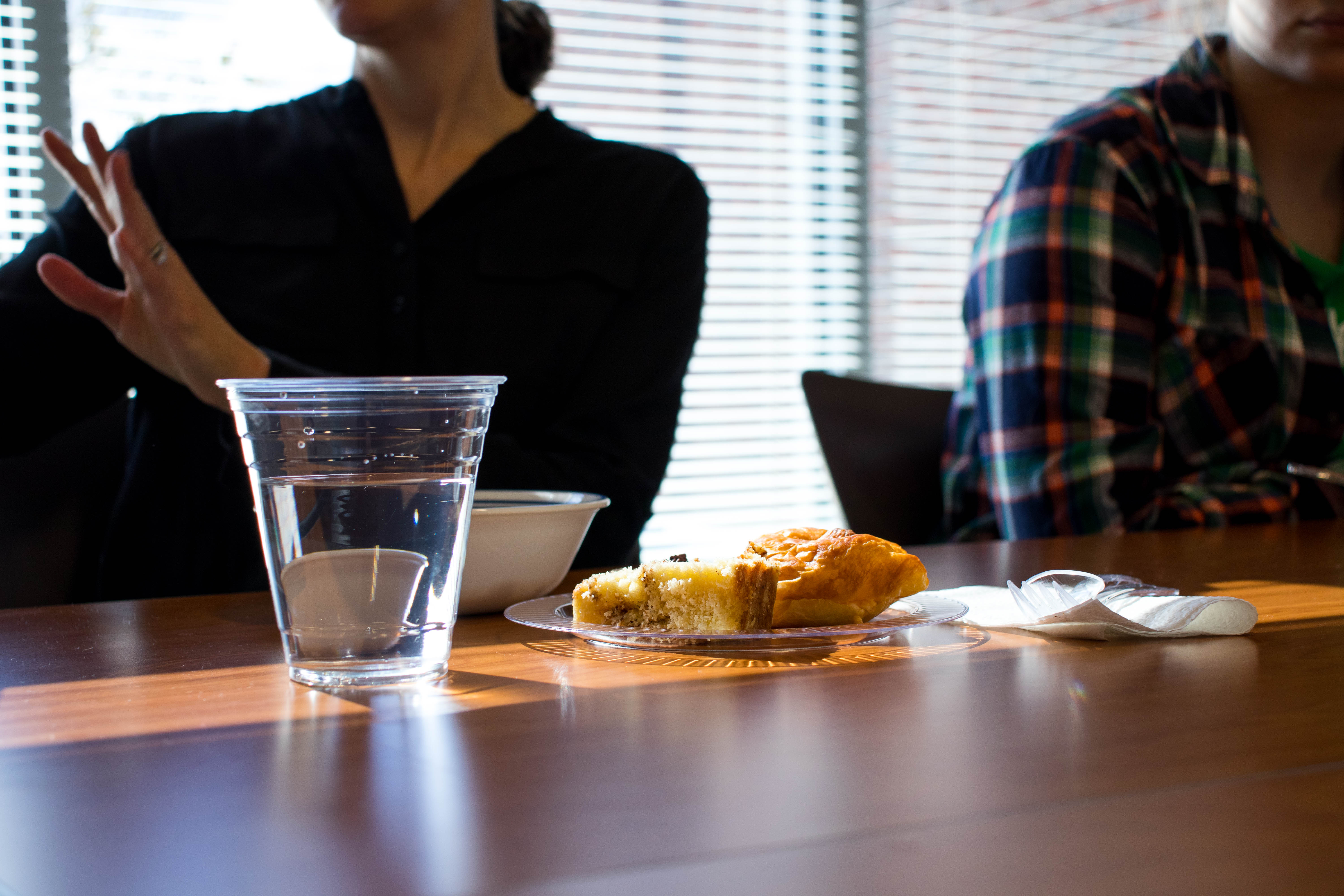 Food for thought! The group sits down to enjoy their food and interact with one another