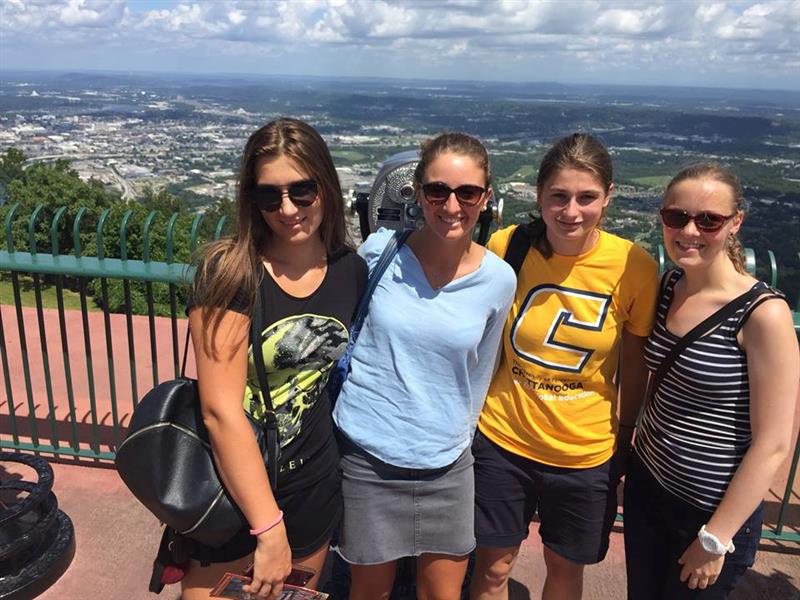 Emma and a group of friends overlook Chattanooga on Lookout Mountain
