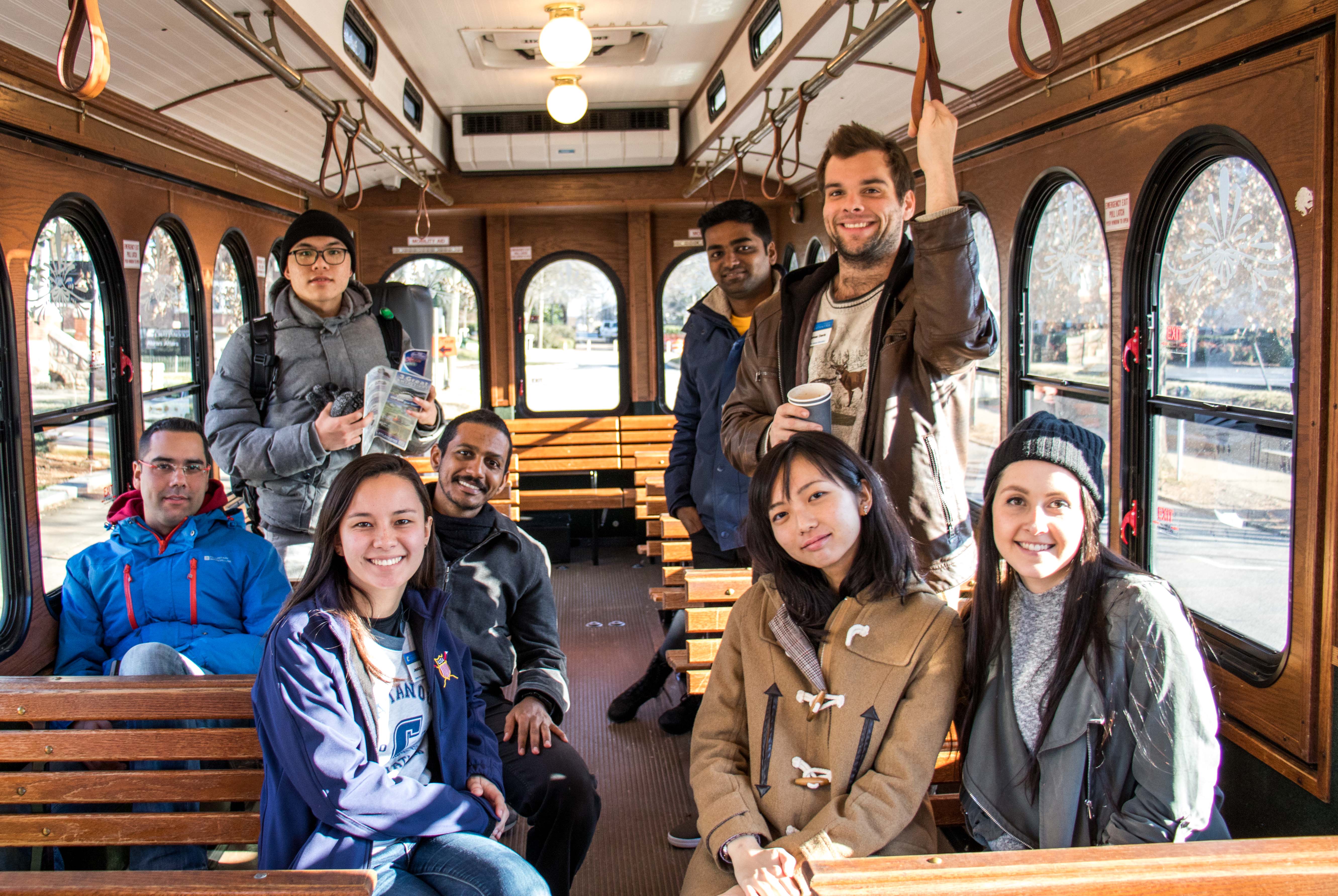 The Chattanooga Trolley takes students around the sights of downtown Chattanooga
