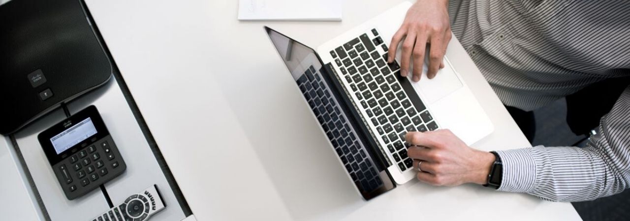 employee working from home on laptop