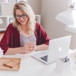 woman working on laptop from home