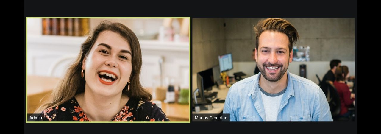 two people connecting through Zoom online