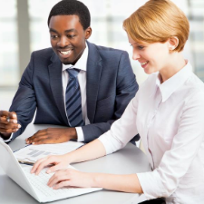 Business people working with laptop in an office