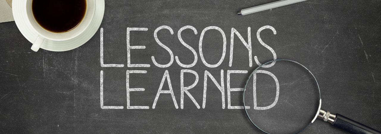 lessons learned written on chalkboard