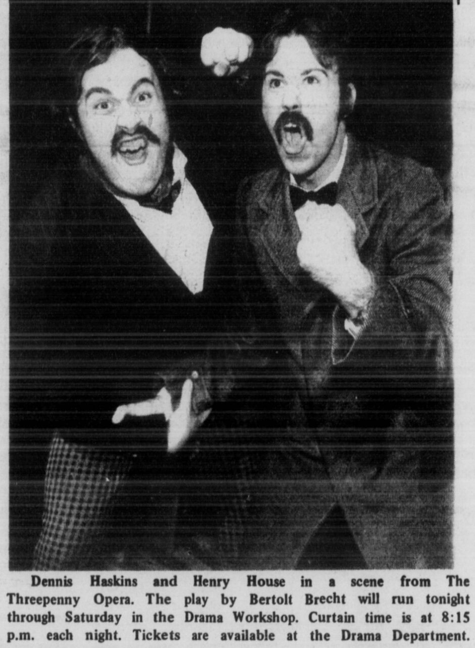 Threepenny Opera, University Echo, 1974 October 25, Volume 74, Issue 10, p1.