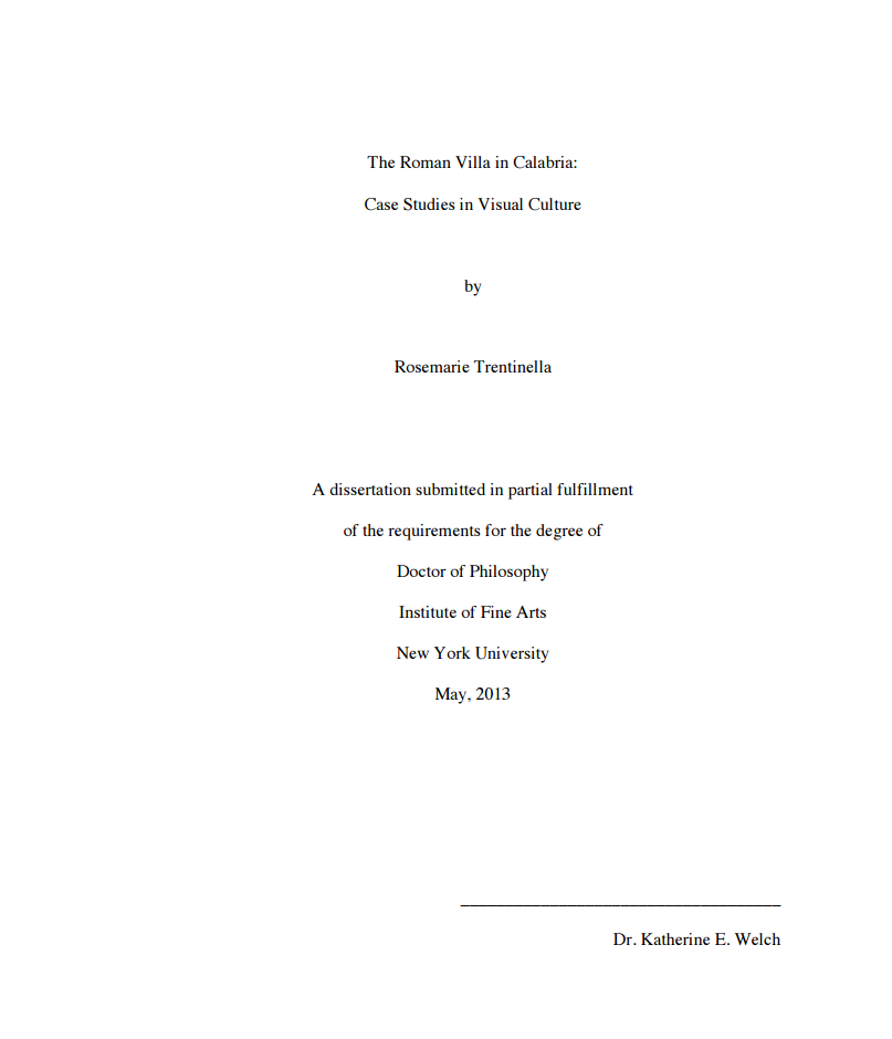 The Roman Villa in Calabria: Case Studies in Visual Culture cover page