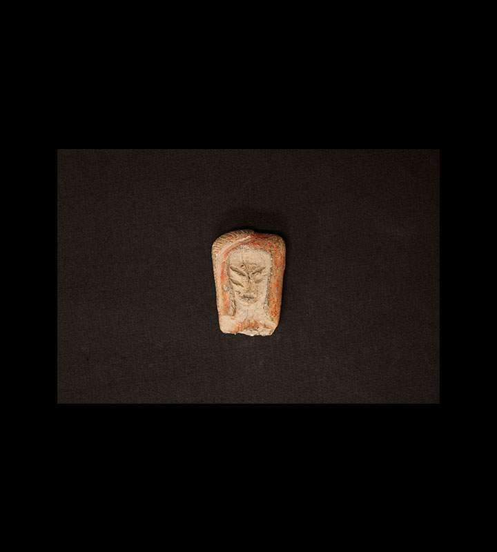 Pre-Columbian solid figure depicting a human head. Courtesy of the University of Tennessee at Chattanooga Special Collections.