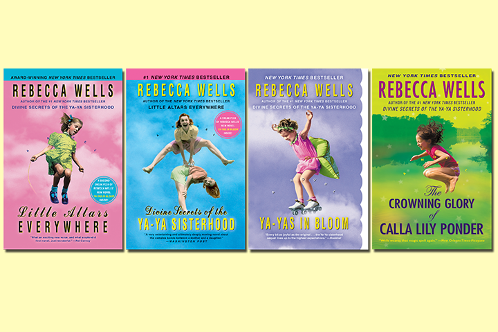 Cover Images of Rebecca Wells' 4 novels on a pale yellow background