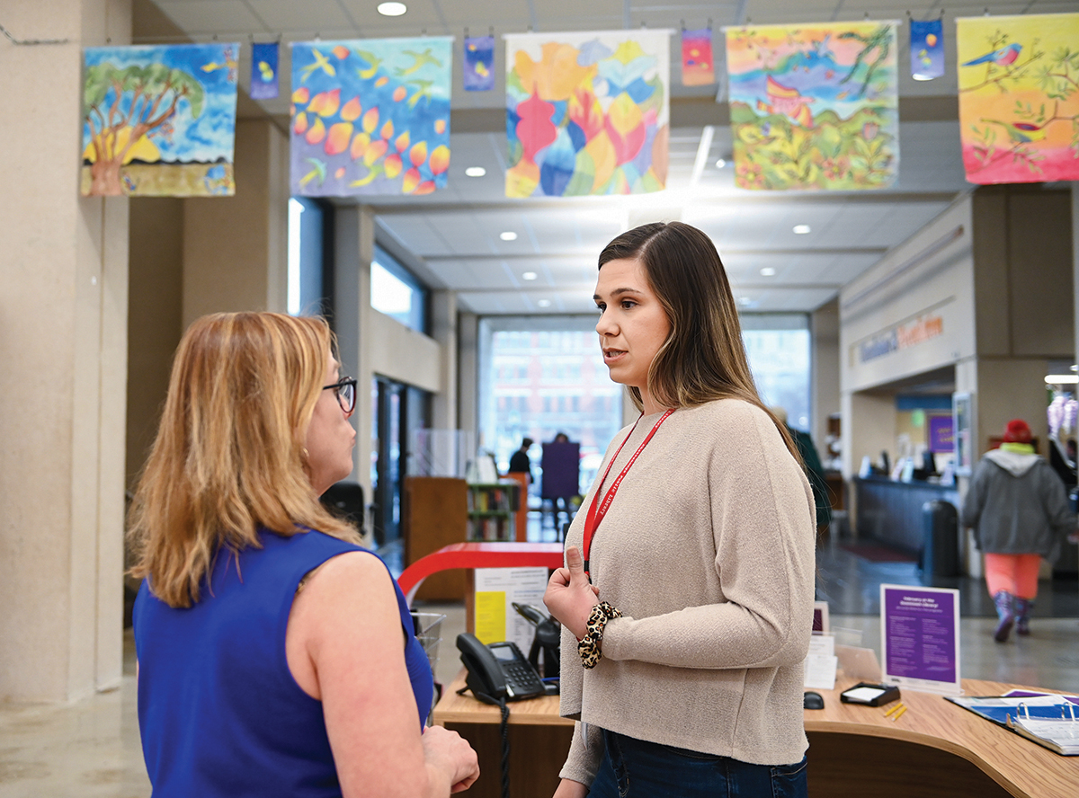 Social work student Hannah Oliver works Monday, Feb. 21, 2020 in the Chattanooga Public Library.