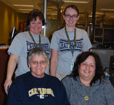 Top row, from left:  Diane Welch, Assistant Registrar, Banner; Angie Russell, Banner Support Specialist.  Bottom row:  Glenda Sullivan, Director of Administrative Computing Operations; Barbara Perez, Principal Functional Consultant, SunGard Higher Education  