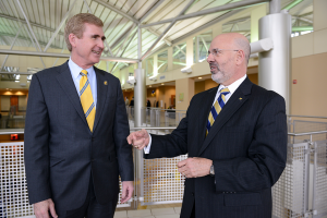 Candid photo of Dr. Steve Angle with UT President, Joe DiPietro 