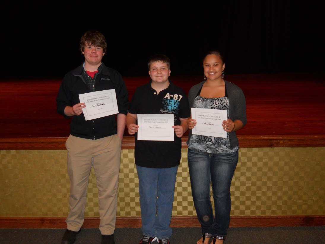 In the 9th and 10th grade level, winners from left: Joel Westbrook, Daniel Hammer, Chelsea Johnson