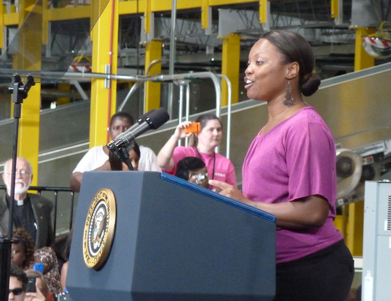 Alumna Lydia Flanders Introduces President Obama