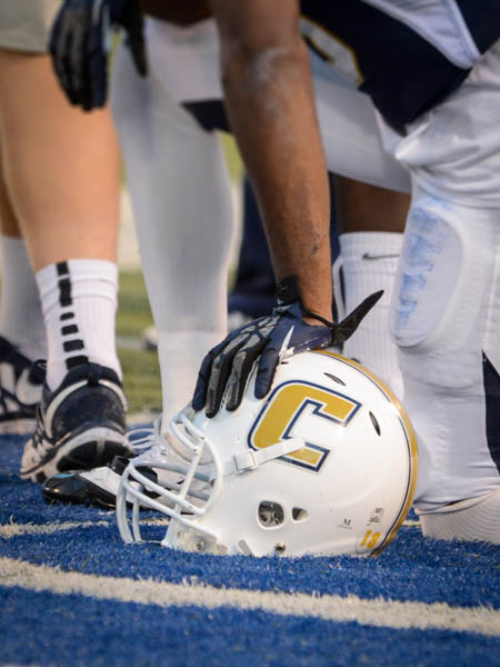 Mocs Football Helmet on Field