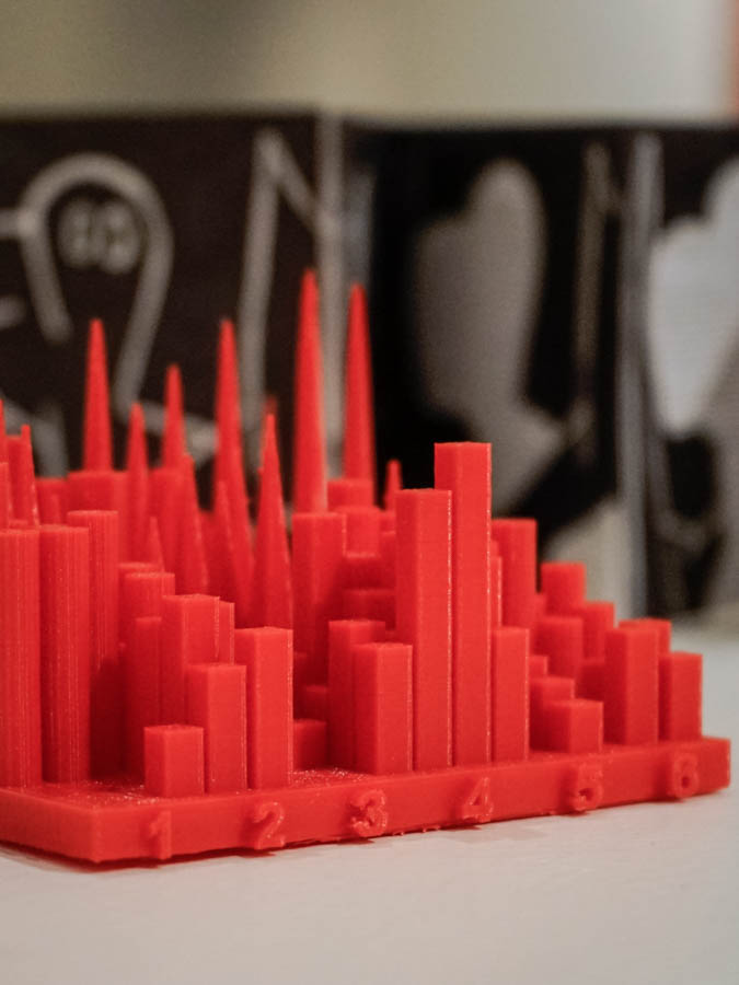 Red cityscape scuplture