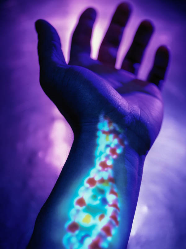 Stock photo of arm with DNA inside