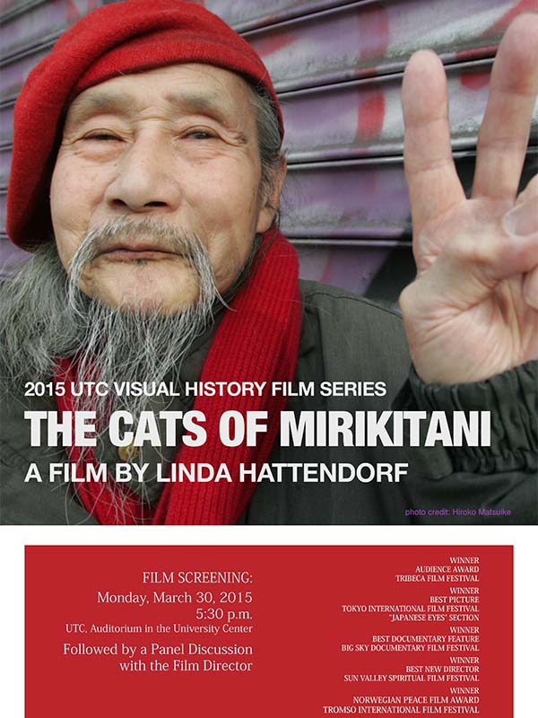 The Cats of Mirikitani Film Screening on Monday March 30 2015 at 5:30 pm at UTC Auditorium in the University Center