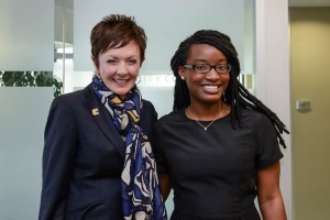 Kim White of River City Company and UTC student Kayla Miller