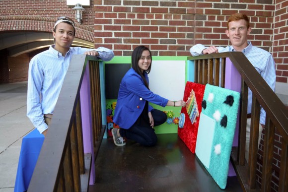 Engineering students work on project