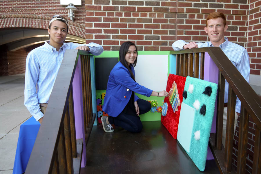 Engineering students work on project