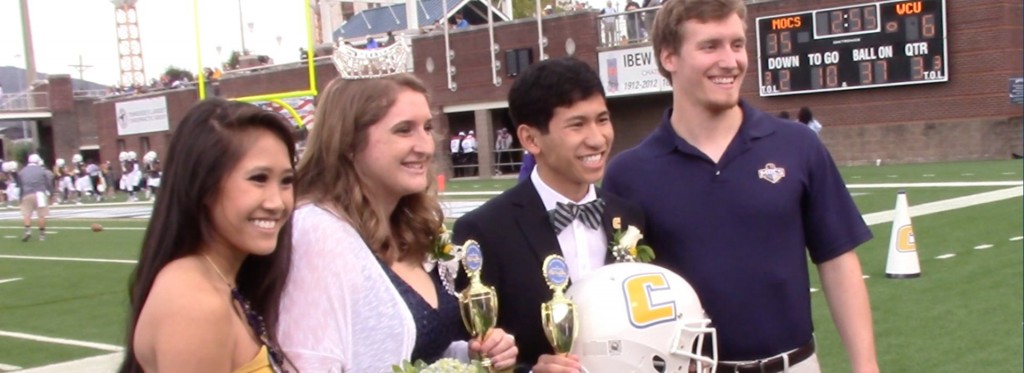 Homecoming Queen and Top Moc winners at UTC Homecoming game